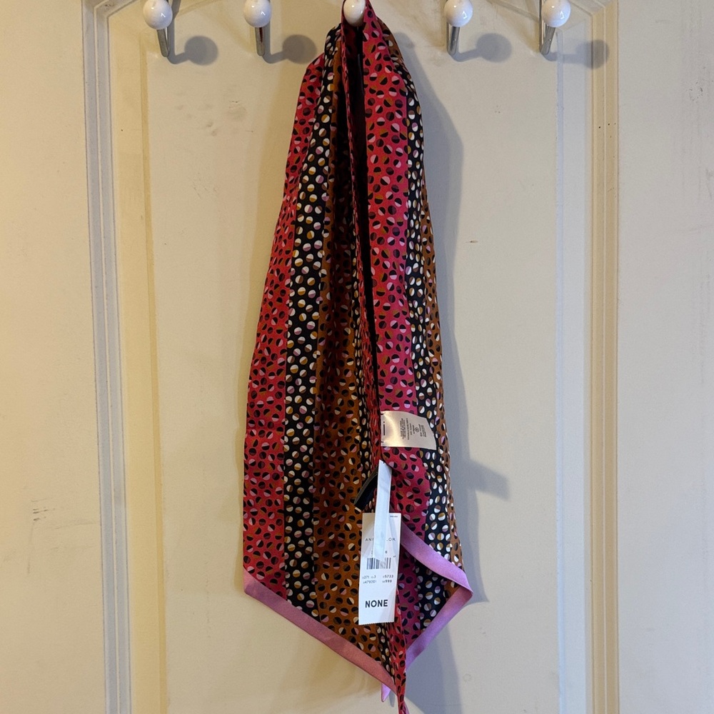 Ann Taylor Pink and Brown Patterned Scarf